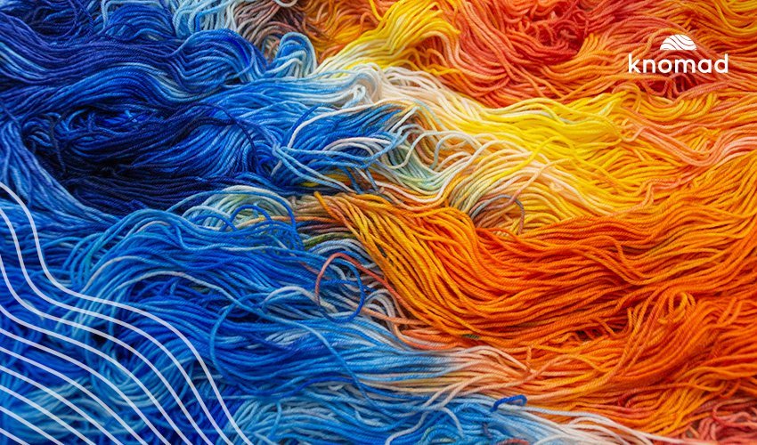 Handmade dyed yarn: Vibrant Ocean Sunset on SNOWDRIFT