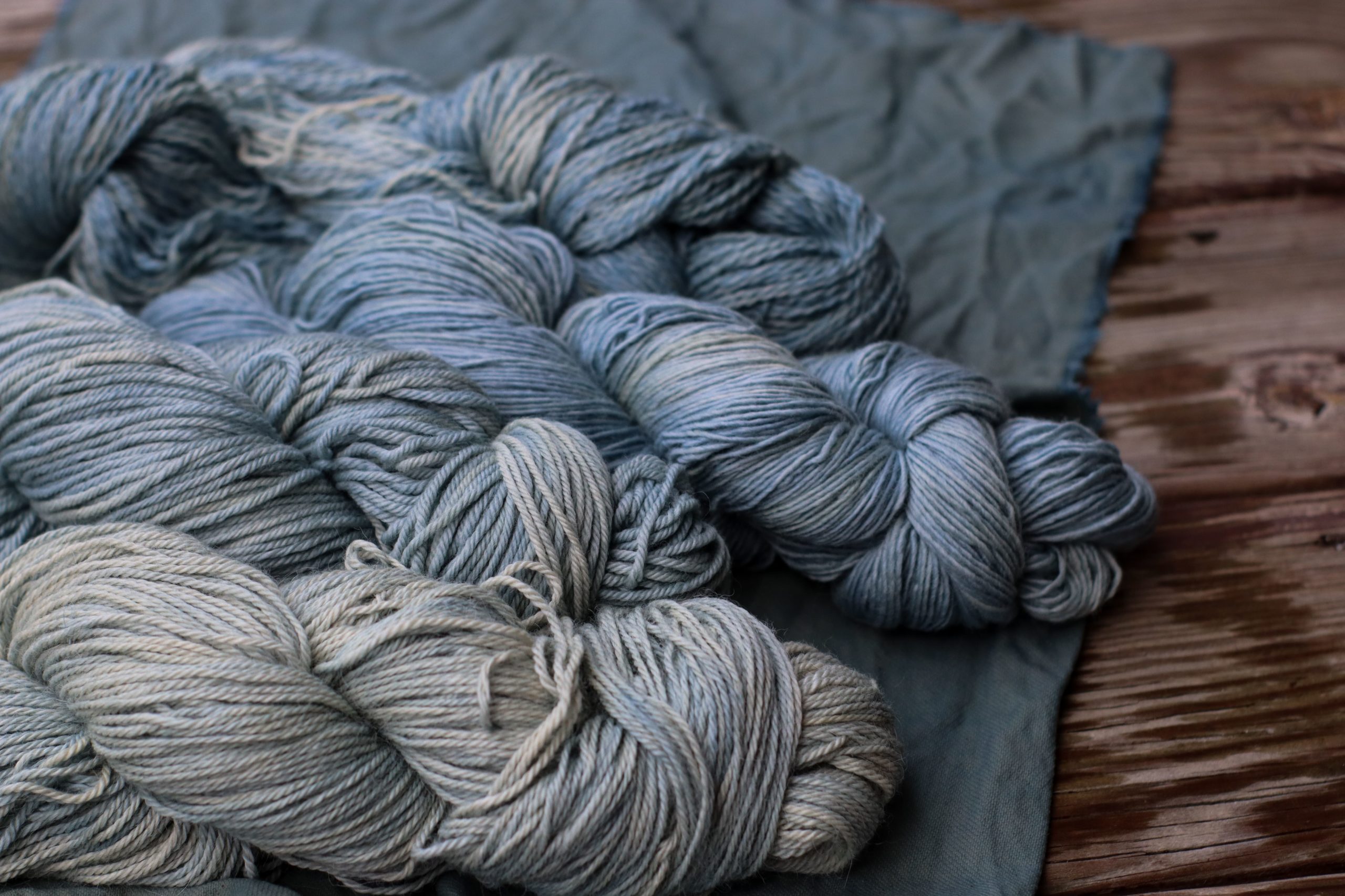 Indigo Natural Dyed Wool Yarn , Tin Mordant - Brush Creek Wool Works