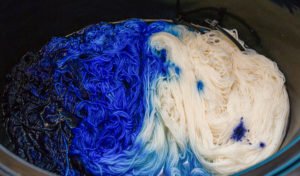 dyeing blue yarn