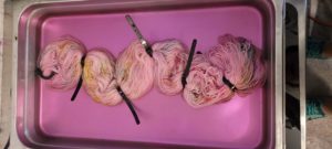 submerge undyed yarn