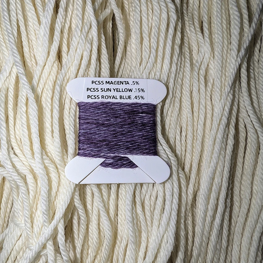 color chip next to bare yarn